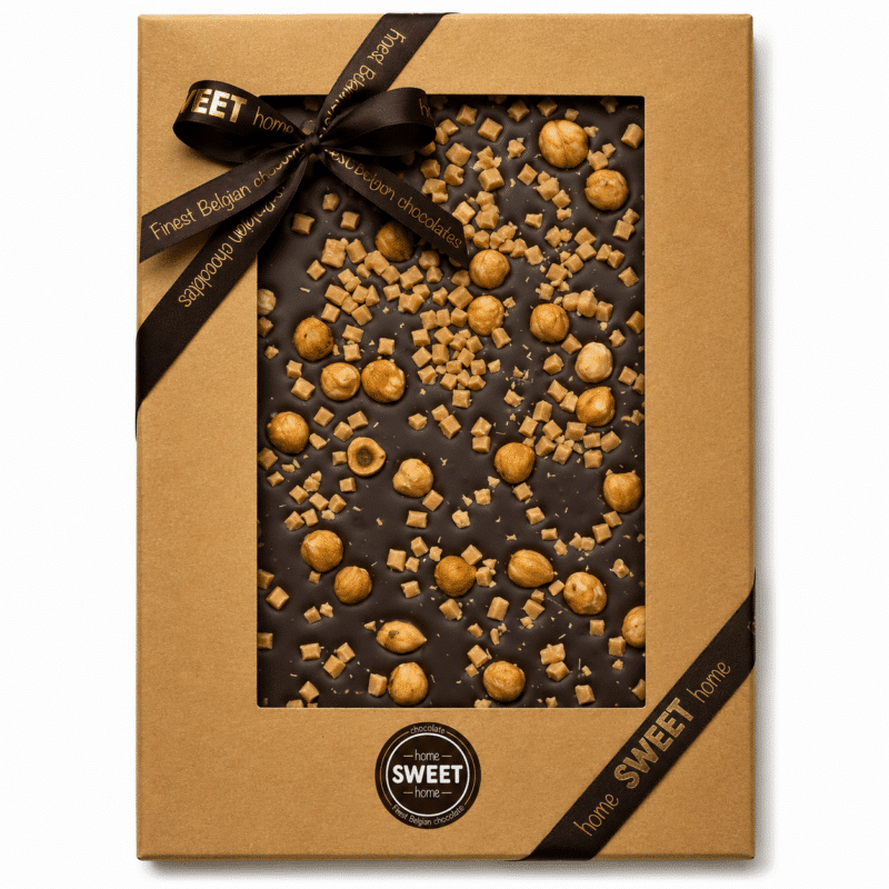 Fondantchocoladetablet met hazelnoten/karamel/zeezout