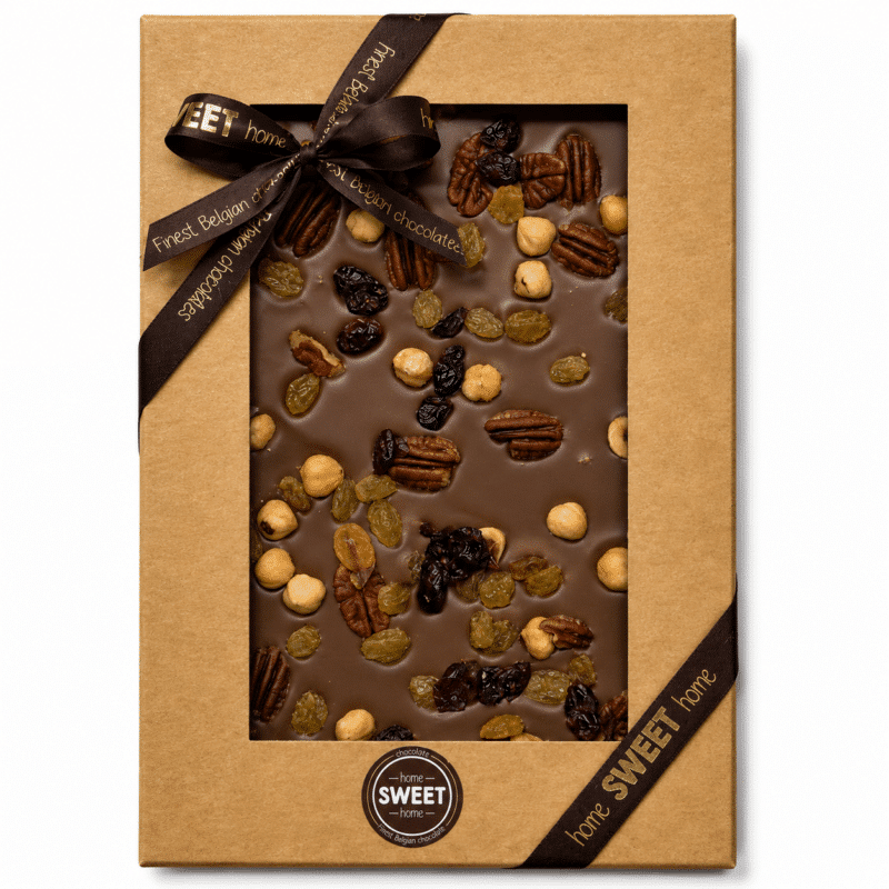 Melkchocoladetablet met studentenhaver